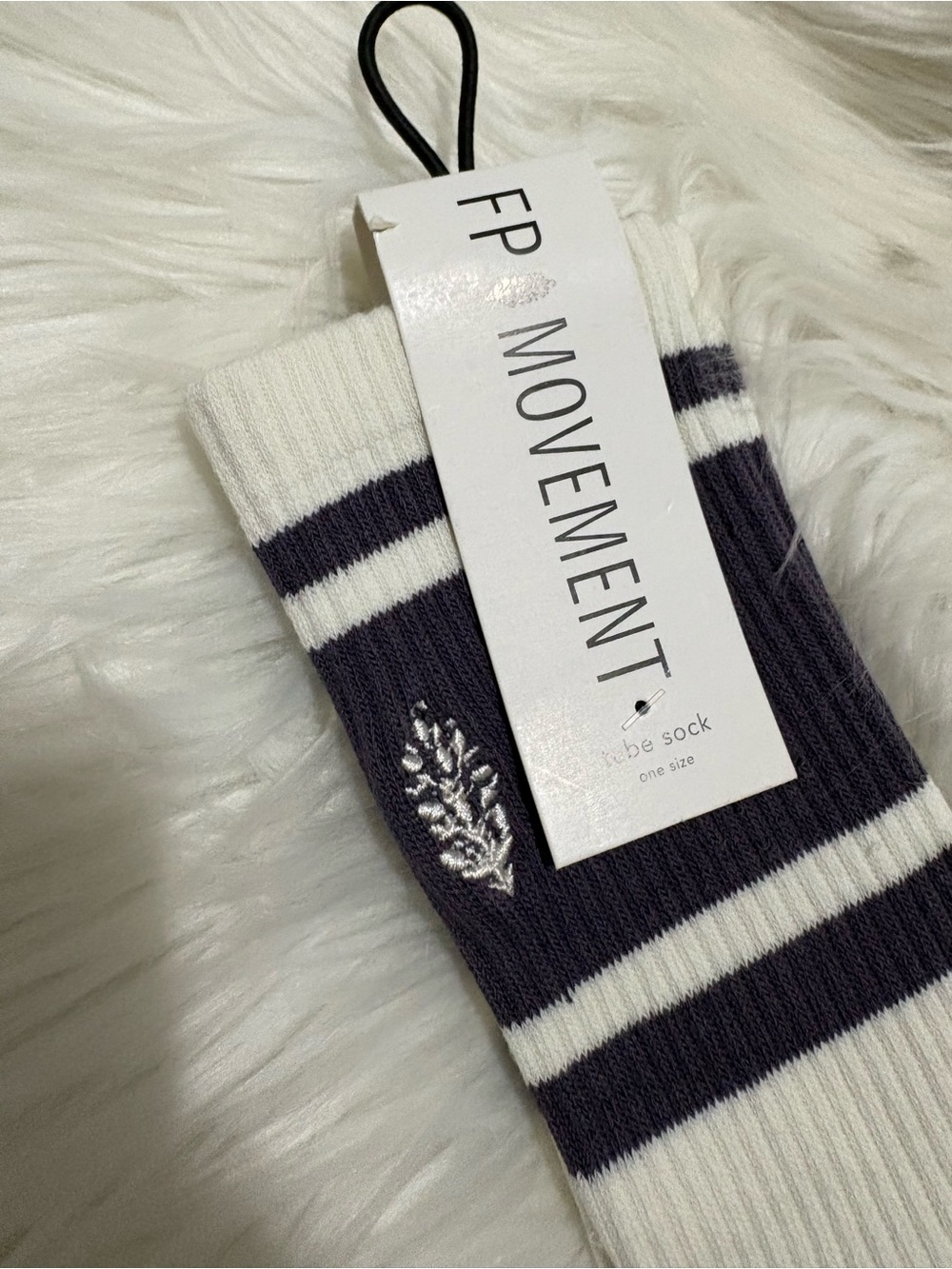 Free People Movement White and Blue Striped Socks